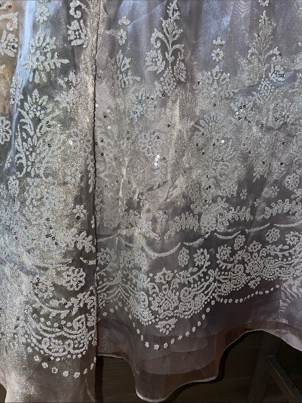 Whimsigoth Fairycore Vintage beaded satin and sheer Cachet skirt M - Picture 9 of 10